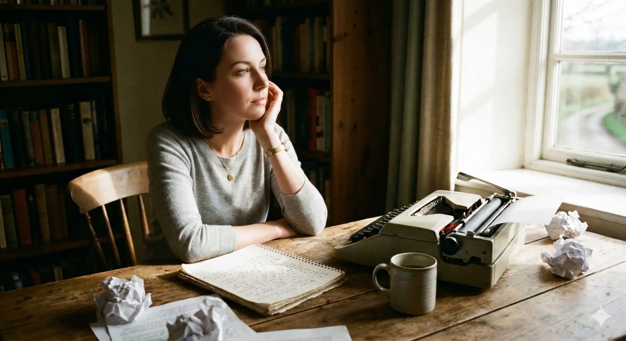 Writer at desk
